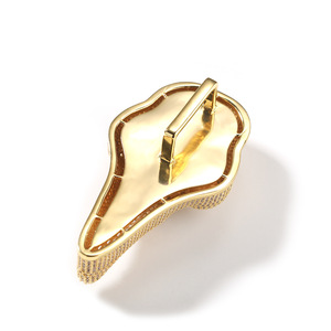 Nuevo Diseño Personalizado, Collar con Colgante <span class=keywords><strong>de</strong></span> Calavera con Circonitas 5A, Estilo Punk Hip Hop, Chapado en Oro Real, para Hombres, Raperos - Product Image 3
