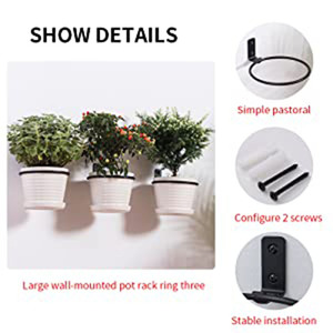 <span class=keywords><strong>Support</strong></span> de suspension réglable pour <span class=keywords><strong>plantes</strong></span>, anneaux décoratifs pour jardinières, crochets de véranda, supports muraux ronds en métal noir pour pots d'<span class=keywords><strong>extérieur</strong></span> - Product Image 6