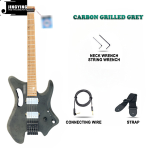Guitares électriques sans tête Jingying 2025 <span class=keywords><strong>haut</strong></span> <span class=keywords><strong>de</strong></span> <span class=keywords><strong>gamme</strong></span> en carbone coloré avec micros en aluminium nickel-cobalt, instruments à cordes - Product Image 2