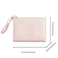 Pochette de rangement mini en cuir PU souple, couleur unie, motif dessin animé coloré, avec cordon de maintien
