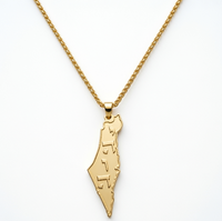 Collier en acier inoxydable plaqué or 18 carats avec carte d'Israël, pendentif étoile de David, bijoux juifs en or, collier Magen David pour femmes