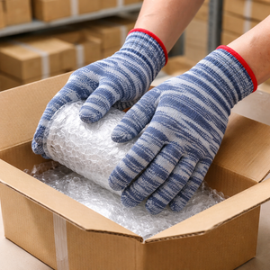 Guantes de seguridad de hilo de poliéster melange, 60 g, reutilizables, transpirables, de secado rápido, tejidos, para tareas de logística y embalaje en almacenes - Product Image 4