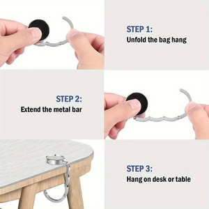 Folding Purse Holder Portable <strong>Table</strong> Bag Holders Less Than 3.8cm/1.50 Inch in Thickness Metal <strong>Handbag</strong> <strong>Hooks</strong> for <strong>Tables</strong> - Product Image 5