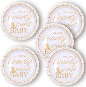 Vaisselle jetable OEM 9 pouces Hello Sweet Baby, style moderne or et blanc, vente chaude, directement de l'usine pour fêtes d'anniversaire - Product Image 3