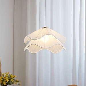 Lampadario in Stile Francese Nordico Color Crema, Lampada per Soggiorno e Camera da Letto, Dimensione Media, LED Dimmerabile, Illuminazione Calda in Tessuto - Product Image 5