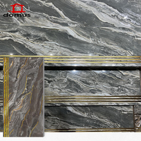 Meistverkaufte Moderne 1200x470mm Glänzende Oberfläche Rutschfeste Verschleißfeste Porzellan-Innentreppe mit Goldenen Linien Marmoroptik
