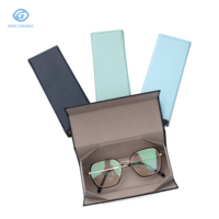 Étui à lunettes pliant magnétique pour lunettes de soleil étui à lunettes pliable carré coloré étui à lunettes en cuir fait main