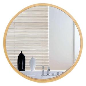 Nordic Style Solid Wood Round Mirror 30-40in Gold Frame Fogless <b>Makeup</b> Mirror Bathroom <b>Vanity</b> Wall Mount - Product Image 5