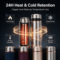 Bouteille d'eau en cuivre de qualité supérieure, cadeau, tasse en cuivre pur, gourde isotherme sous vide de 34 oz, vaisselle thermique, cadeau pour le yoga et l'Ayurveda