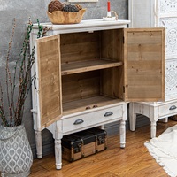 Meuble de rangement rustique en bois blanc vieilli à 2 portes pour cuisine et salle à manger, modèle unique, vente chaude