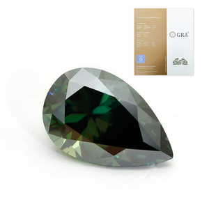 Piedras Sueltas de Moissanita Creadas en Laboratorio con Certificación GRC, Forma de Pera, Verde Oliva, Pulimentadas, de 4x6-10x14mm para la Fabricación de Pendientes - Product Image 3