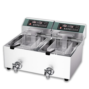 Freidora Eléctrica Comercial de Doble Tanque para Restaurante, Freidora de Papas Fritas y Alitas de Pollo para Uso en Cocina - Product Image 1