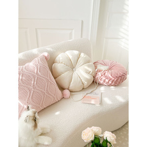 Coussin de canapé rond en velours tricoté style hollandais INS, style crème français, mignon, luxe léger, pour salon, niche, <span class=keywords><strong>taie</strong></span> <span class=keywords><strong>d</strong></span>'<span class=keywords><strong>oreiller</strong></span> pour maison <span class=keywords><strong>d</strong></span>'hôtes - Product Image 4