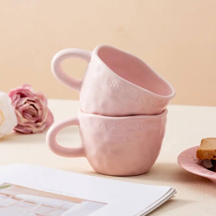 Nordic couple mug custom ceramic cup Lovely ceramic cup with hand ceremony custom