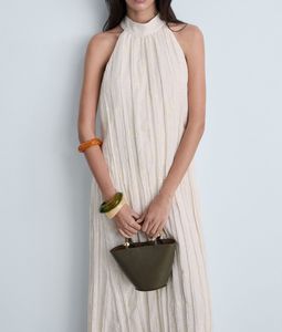 فساتين نسائية أنيقة بالجملة للربيع، تصميم مخصص من الكتان، فساتين صيفية أنيقة وعصرية طويلة للسيدات - Product Image 4