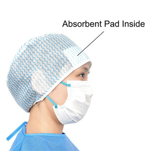 <span class=keywords><strong>Gorro</strong></span> Quirúrgico Médico Desechable de Spunlace Suave No Tejido con Almohadilla Absorbente Interna, con Elástico o con Lazos, <span class=keywords><strong>Precio</strong></span> al por Mayor de Fábrica - Product Image 1