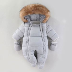 Baby Color Blocked Hooded and Plush Thick Ski Suit Children's Jumpsuit 2025 Winter New Baby Winter Clothes - Product Image 4