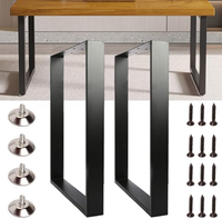 Pieds de table en métal 28 x 20 pouces de large, pieds de bureau robustes avec pieds de protection réglables, pieds de banc industriels modernes en fer