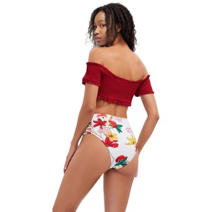 Vente en gros d'usine, ensemble <span class=keywords><strong>de</strong></span> <span class=keywords><strong>maillot</strong></span> <span class=keywords><strong>de</strong></span> bain sexy à demi-manches, <span class=keywords><strong>taille</strong></span> <span class=keywords><strong>haute</strong></span>, 2 pièces, épaules dénudées - Product Image 2