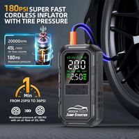 Démarreur de voiture 1000A 12V avec compresseur d'air, gonfleur de pneus portable 12000mAh avec lumière d'avertissement rouge et bleue, booster certifié UL