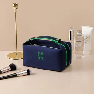 Alta Qualidade Grande Capacidade Higiene Pessoal Sacos Custom Travel Canvas Makeup bag Saco Cosmético De Algodão Com Zíper