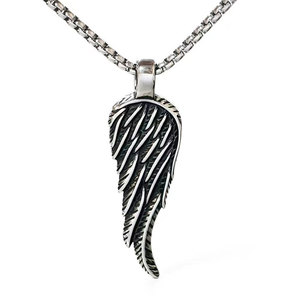 Custom Punk Dainty 316L Stainless Steel Men's <b>Charm</b> Necklace Box Chain Fine Jewelry <b>Angel</b> Wings Necklace for Men - Product Image 5
