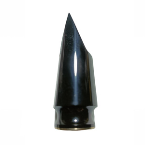 Embouchure de saxophone soprano en ébonite caoutchoutée dure Eastern Music, professionnelle, noire brillante avec anneau décoratif doré - Product Image 1
