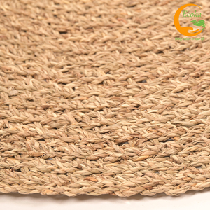 Tapis rond personnalisable fait main Boho en jonc de mer Design tressé minimaliste pour la décoration intérieure et la protection des sols - Product Image 2