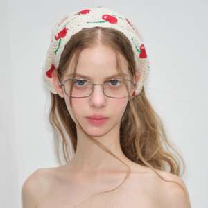 Ragazza carina fiore di frutta piccola ciliegia Crochet Bandana sciarpe fascia <span class=keywords><strong>per</strong></span> capelli a maglia sciarpa copricapo <span class=keywords><strong>per</strong></span> donne ragazze - Product Image 2