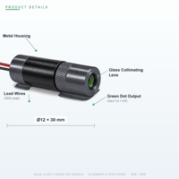 Module laser vert 532 nm OEM ODM personnalisé, puissance et angle de faisceau personnalisables, classe 2 CE RoHS, vente en gros directe d'usine