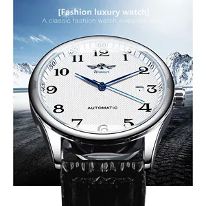 Đồng hồ cơ tự động cao cấp <span class=keywords><strong>Winner</strong></span> Fashion, mặt sau trong suốt, thiết kế tối giản với mặt số màu trắng bạc - Product Image 2