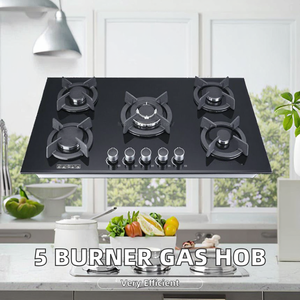 Estufa <span class=keywords><strong>de</strong></span> Cocina <span class=keywords><strong>de</strong></span> <span class=keywords><strong>Gas</strong></span> con 5 Quemadores y Panel <span class=keywords><strong>de</strong></span> Vidrio Negro, para Uso Doméstico y Comercial, Compatible con GLP/<span class=keywords><strong>Gas</strong></span> Natural, Empotrable, para Exteriores, Hoteles y Automóviles - Product Image 2