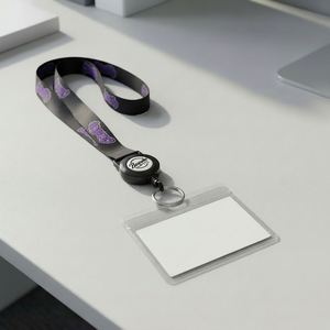 Porte-badge rétractable moderne en nylon personnalisé, avec lanières jacquard tissées, impression numérique, portable, promotionnel, pour carte de travail, usage bureautique - Product Image 1