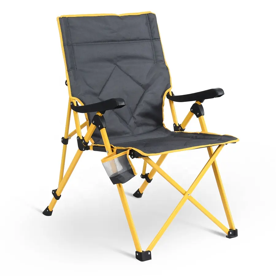 Hot Sale 3 Position Adjustable Outdoor Relax Reclining Metal Folding Camping Chair With Armrest