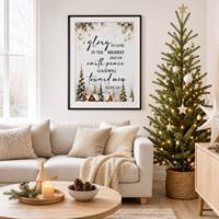 Louange à Dieu Léon 2:14 – Tableau mural encadré en aluminium noir mat avec passe-partout et verre acrylique – Citation biblique de Noël pour la décoration intérieure