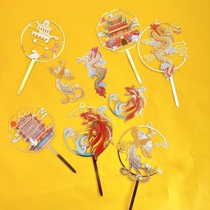 Adornos de acrílico para pasteles estilo chino con diseño de dragón, pez koi y fénix, para cumpleaños, Festival de Primavera y Año Nuevo. - Product Image 1
