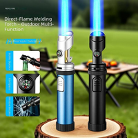 Briquet à gaz butane moderne en métal, coupe-vent, haute température, pistolet à flamme gonflable pour cigares, barbecue et camping