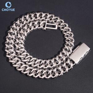 Big Size 18mm Rise Setting Baguette Moissanite Cuban Link <b>Chain</b> Necklace Rhodium Plated Solid 925 Silver Hiphop <b>Iced</b> <b>Out</b> Jewelry - Product Image 2