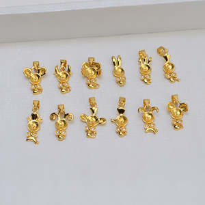 Dijes de Plata 925 con Baño de Oro del Zodiaco Chino para Manualidades, Ratón, Buey, Tigre, Conejo, Dragón, Serpiente, Caballo, Oveja, Mono, Gallo, Perro - Product Image 4