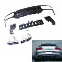 Kit de Diffuseur Arrière C43 C63 AMG et Embouts d'Échappement Argentés pour Mercedes Benz Coupé Classe C W205 2 Portes 2015-2021