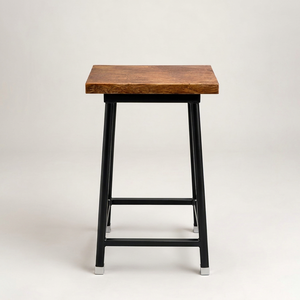 Tabouret de bar industriel en bois avec plateau, structure en métal noir, style vintage, chaise haute pour café, restaurant, mobilier de maison - Product Image 1
