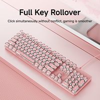 Keyboard Mekanik Berkabel EWEADN TK100 Baru 104 Tombol Putih Backlit Anti-Ghosting Antarmuka USB-A Estetika Mesin Ketik yang Lucu