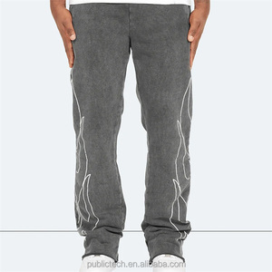 Haute qualité Streetwear personnalisé blanc Vintage Flare pantalons de survêtement hommes 100% coton lavé à l'acide athlétique Joggers hommes - Product Image 1