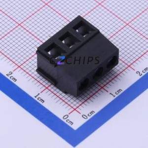 DB128L-5.08-3P-BK-S Screw Terminal Block Through hole Component (THT),P=5.08mm Connector 1x3P 5.08mm Black Through Hole - Product Image 2