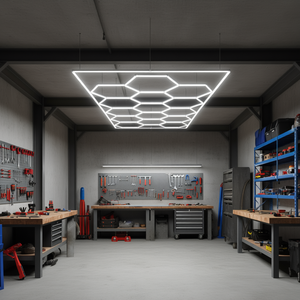 Plafonnier LED hexagonal pour ateliers et garages Hexagon Garage 66300LM 15 grilles en nid d'abeille - Product Image 2