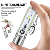 Senter Gantungan Kunci UV Blacklight Cahaya Putih Merah Biru USB Isi Ulang Tahan Air Mini LED Magnetik Senter Gantungan Kunci