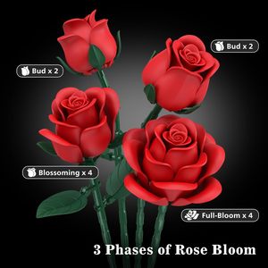 Set di Blocchi da Costruzione con Rose Rosse Artificiali, Regalo per Natale, Compleanno, San Valentino per Donne - Product Image 6
