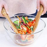 Servidor de Ensaladas Ecológico de Madera, Pinzas de Bambú Natural para Mezclar Ensaladas en el Hogar y la Cocina