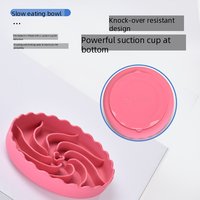Bol d'alimentation lent pour animaux de compagnie en silicone de qualité alimentaire, portable, étanche, avec base à ventouse anti-renversement et labyrinthe incurvé pour chats et chiens à la maison