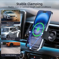 Cargador Inalámbrico Rápido de 15W para Auto, Soporte para Teléfono con Sujeción Automática, Montaje en Rejilla de Ventilación, Operación con una Mano, Compatible con Diversas Carcasas, Agarre Estable